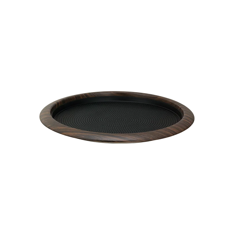 Service Ideas Tray Stainless Steel With Removable Insert 14 x 12 Dark Wood