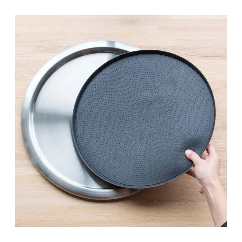 Service Ideas Tray Stainless Steel With Removable Insert 14 x 12 Dark Wood
