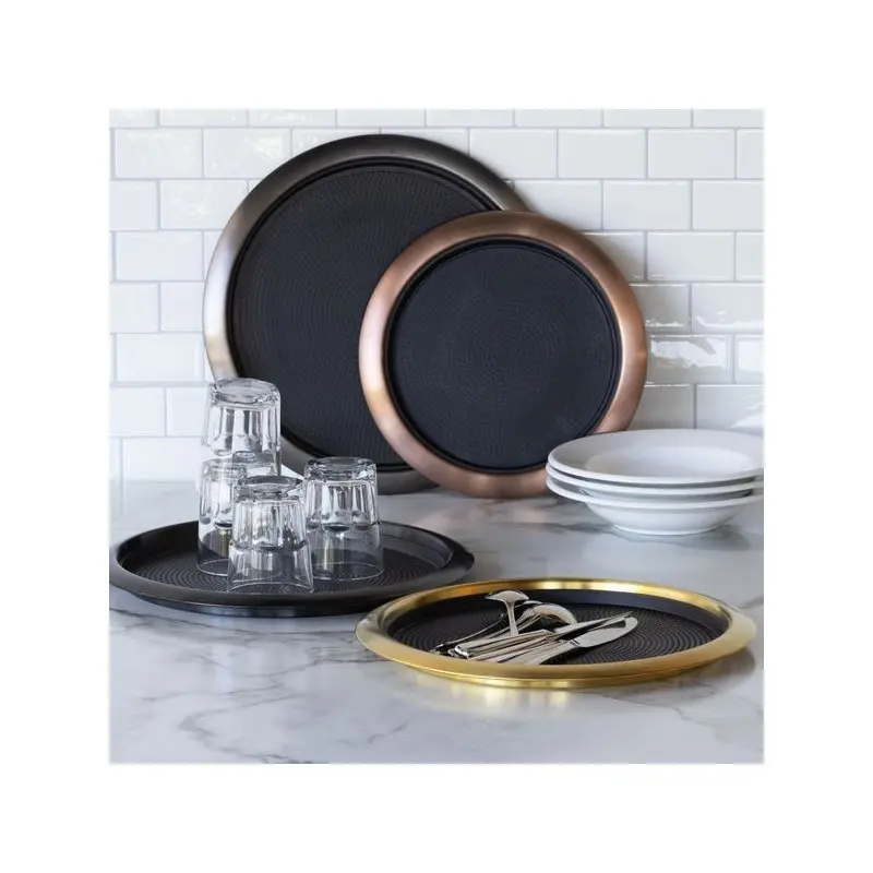 Service Ideas Tray 18 8 Stainless Steel With Removable Insert 16 x 14 Vintage Gold Finish