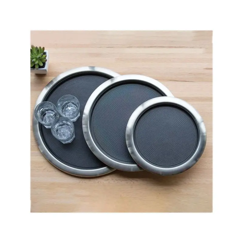 Service Ideas Tray 18 8 Stainless Steel With Removable Insert 16 x 14 Dark Tungsten Finish Service Ideas Tray 18 8 Stainless Steel With Removable Insert 16 x 14 Dark Tungsten Finish