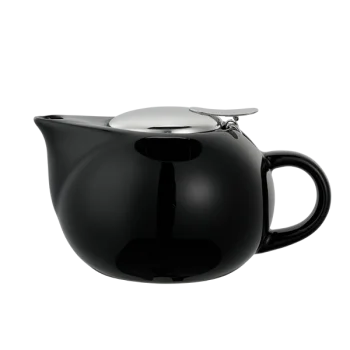 Service Ideas Ceramic Teapot 16 Ounce Round Black Finish - Set of 6 pieces