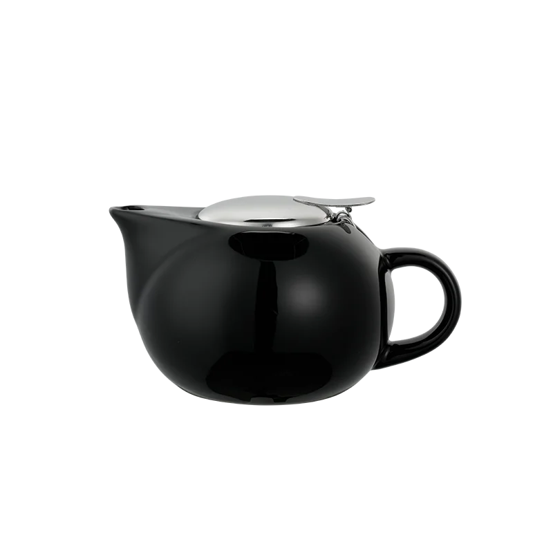 Service Ideas Ceramic Teapot 16 Ounce Round Black Finish - Set of 6 pieces
