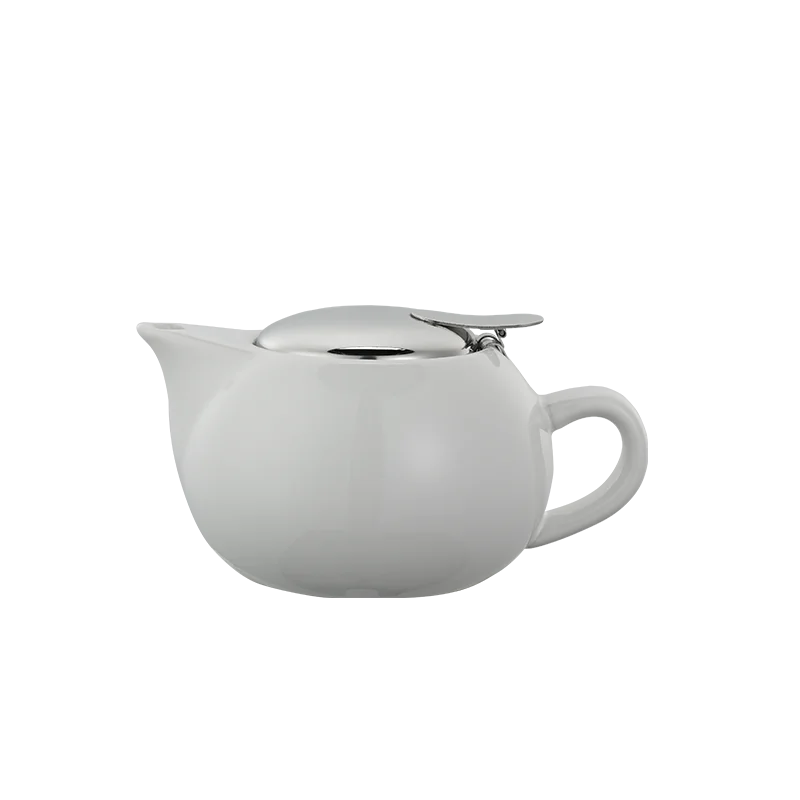 Service Ideas Ceramic Teapot 10 Ounce Round White Finish - Set of 6 pieces
