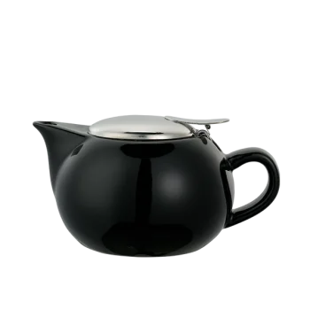 Service Ideas Ceramic Teapot 10 Ounce Round Black Finish - Set of 6 pieces
