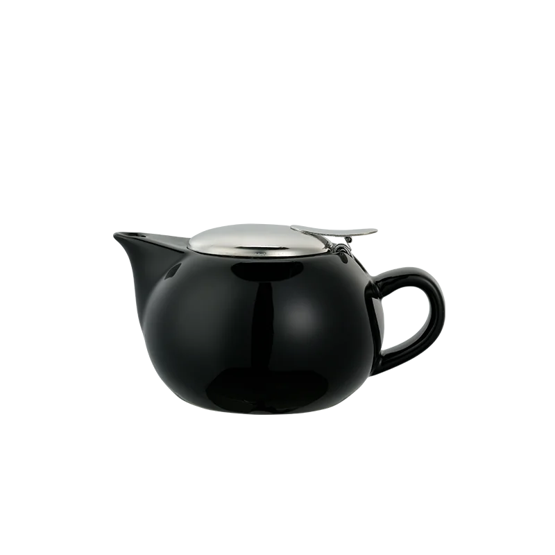 Service Ideas Ceramic Teapot 10 Ounce Round Black Finish - Set of 6 pieces