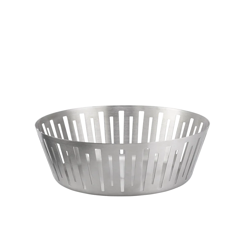 Service Ideas Round Basket 12 Inch Brushed Stainless Steel