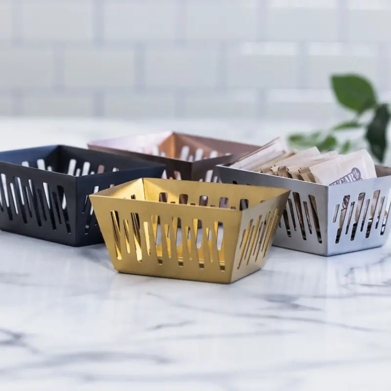 Service Ideas Sugar Packet Basket Holder Rose Gold Finish