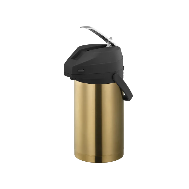 Service Ideas Airpot 3 Liter Lever Lid Stainless Steel Vintage Gold Finish