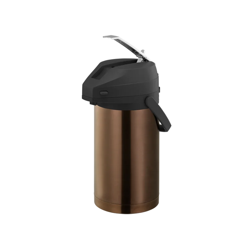 Service Ideas Airpot 3 Liter Lever Lid Stainless Steel Rose Gold Finish