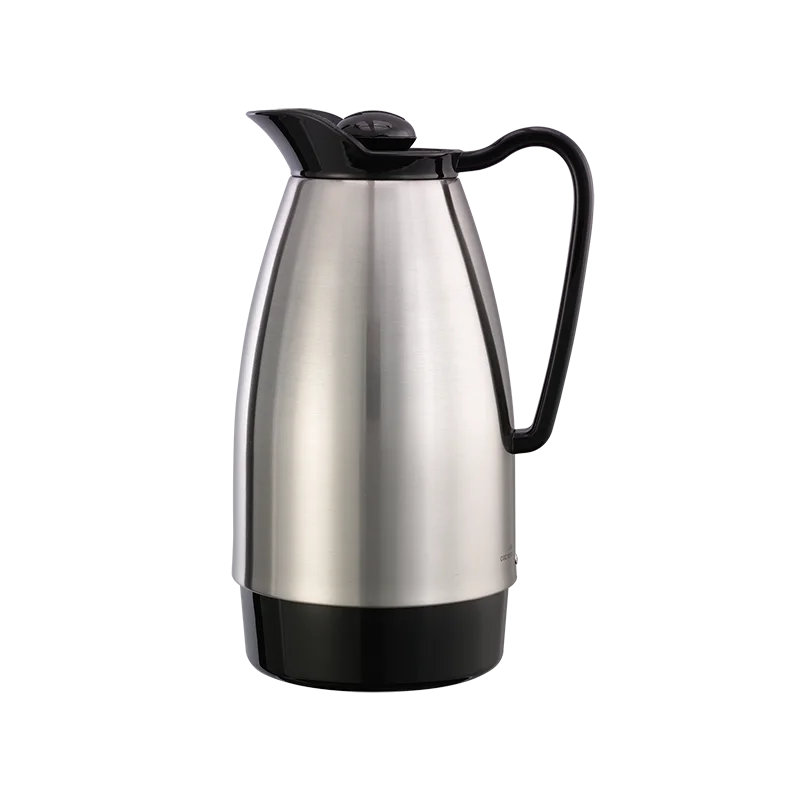 Service Ideas Classic Carafe 1 Liter Stainless Steel With Black Accents - Set of 6 pieces