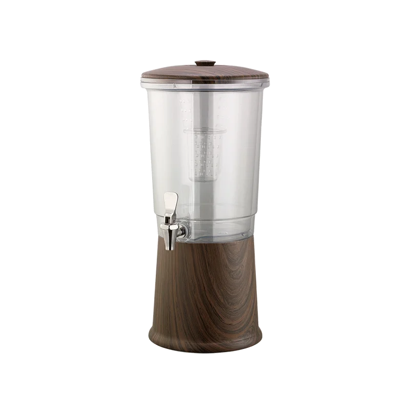 Service Ideas Beverage Dispenser Round 3 Gallon Dark Wood Double Wall
