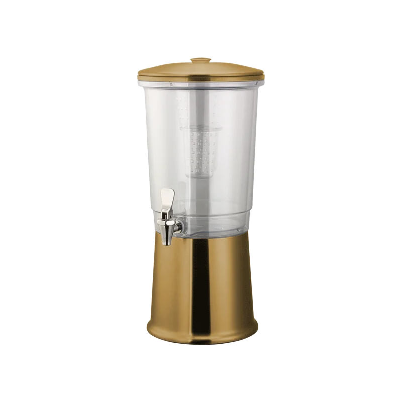 Service Ideas Beverage Dispenser Round Double Wall Polished Stainless Steel Vintage Gold Finish