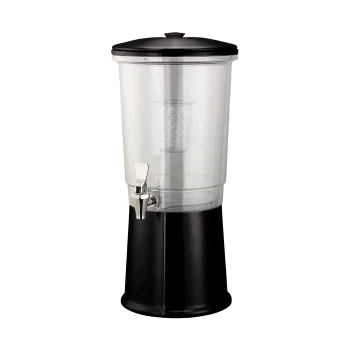 Service Ideas Beverage Dispenser Round Double Wall Polished Stainless Steel Black Onyx Finish