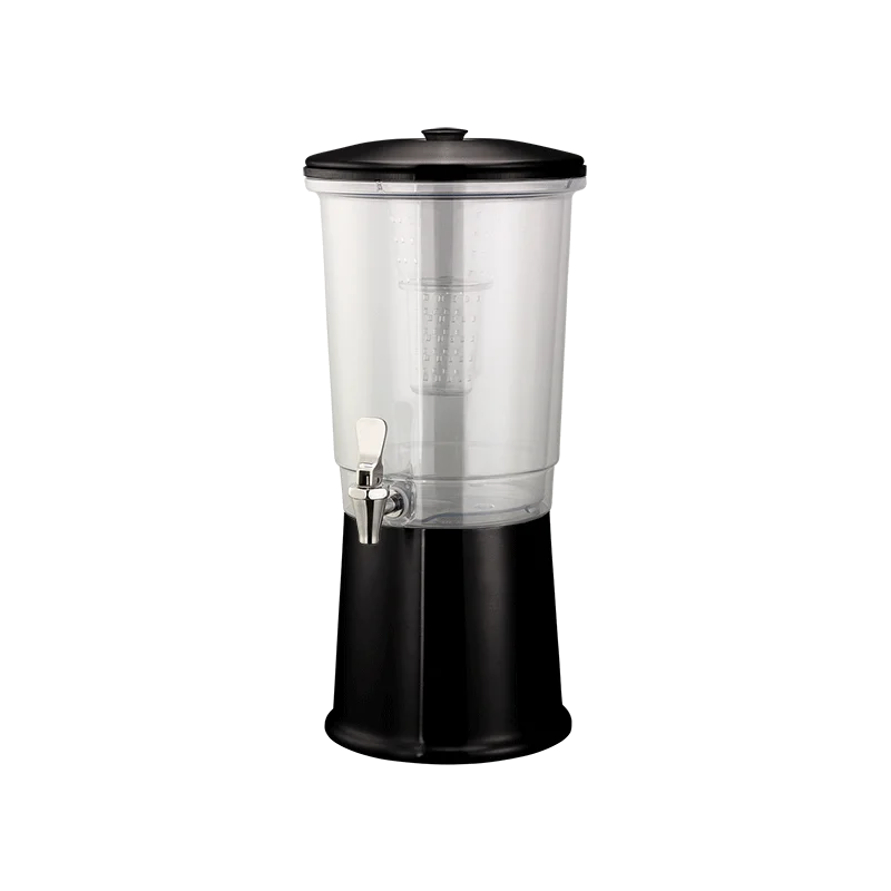 Service Ideas Beverage Dispenser Round Double Wall Polished Stainless Steel Black Onyx Finish