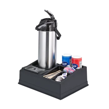 Service Ideas Airpot Stand For 1 Airpot With 5 Condiment Sections Black Plastic