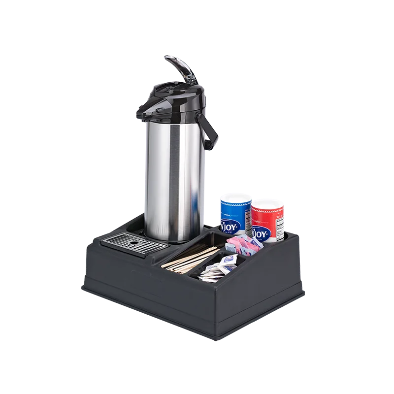 Service Ideas Airpot Stand For 1 Airpot With 5 Condiment Sections Black Plastic