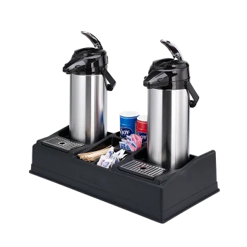 Service Ideas Airpot Stand For 2 Airpots With 5 Condiment Sections Black Plastic