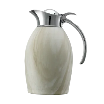 Service Ideas Carafe 1 Liter Brushed Finish With White Marble Wrap