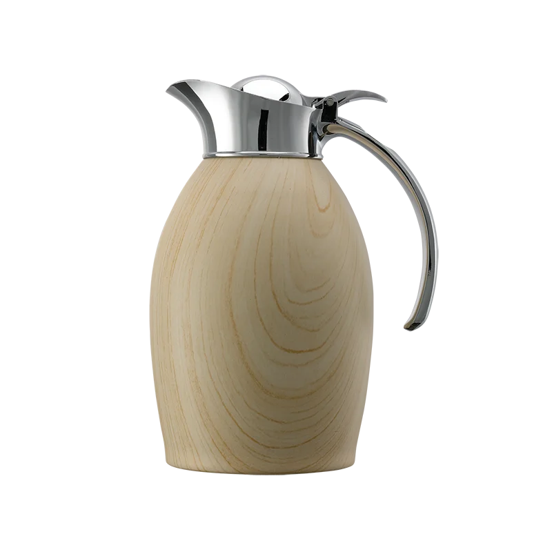 Service Ideas Carafe 1 Liter Stainless Steel With Light Wood Wrap
