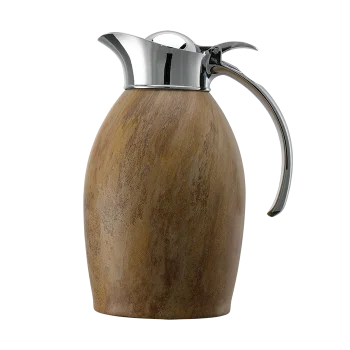 Service Ideas Carafe 1 Liter Stainless Steel With Travertine Marble Wrap