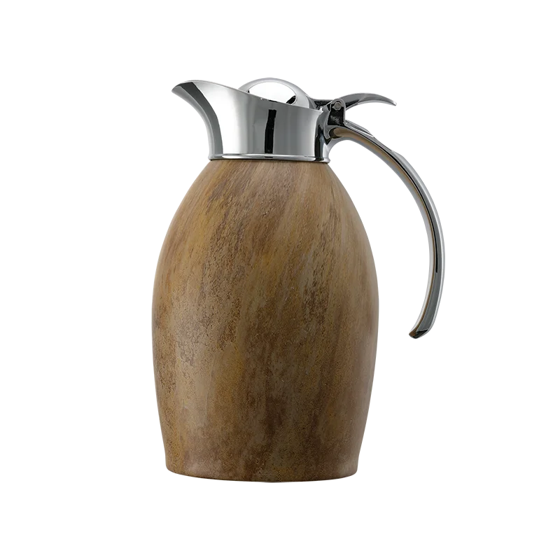 Service Ideas Carafe 1 Liter Stainless Steel With Travertine Marble Wrap