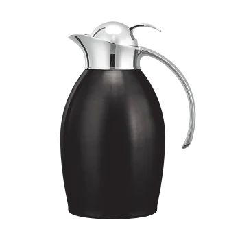 Service Ideas Carafe 1 Liter Stainless Steel Vacuum Insulated Brushed Exterior With Push Button Lid Black Onyx PVD Finish