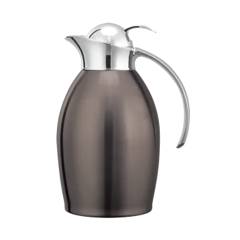 Service Ideas Carafe 1 Liter Stainless Steel Vacuum Insulated Brushed Exterior With Push Button Lid Dark Tungsten PVD Finish