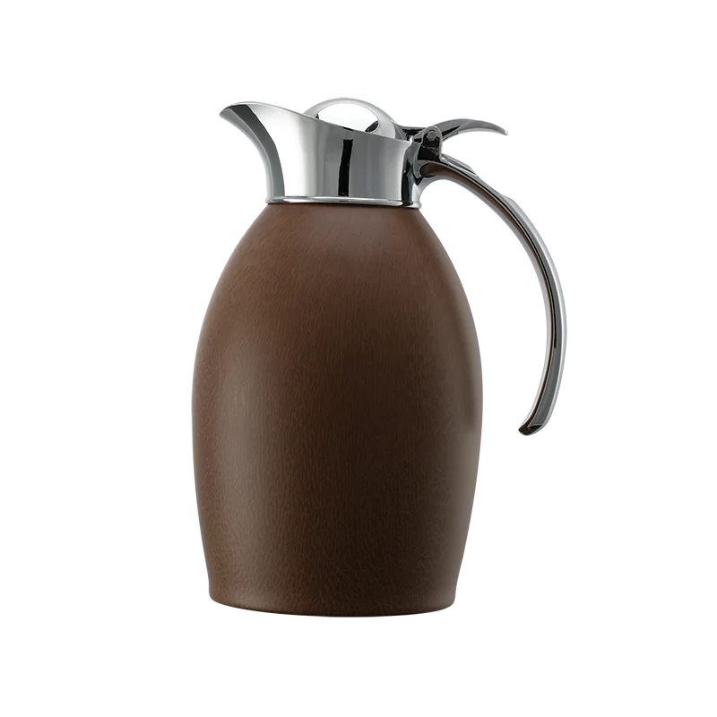 Service Ideas Carafe 1 Liter Stainless Steel With Leather Wrap
