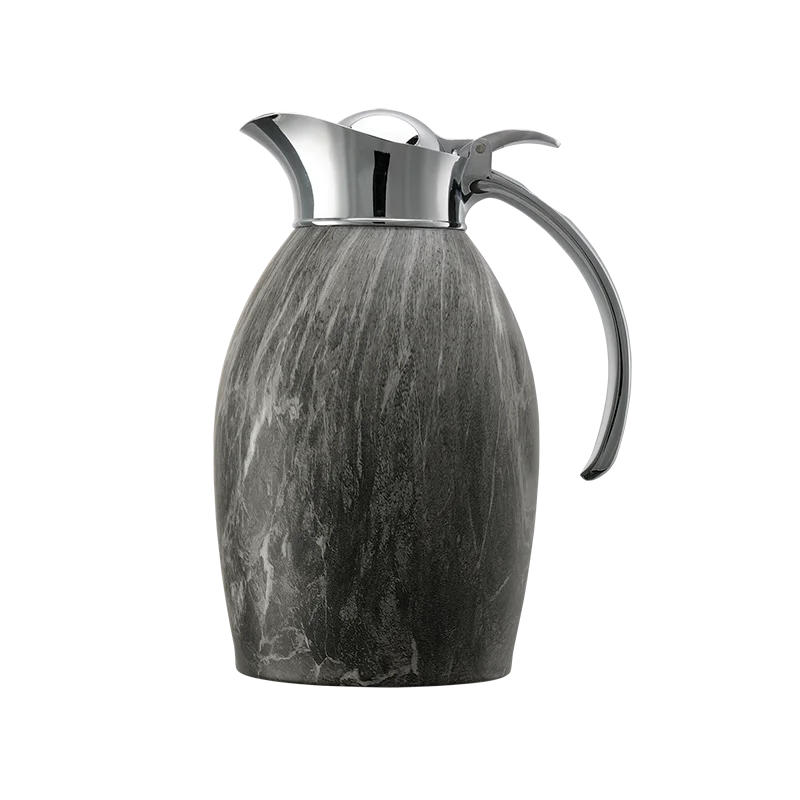 Service Ideas Carafe 1 Liter Stainless Steel With Gray Marble Wrap