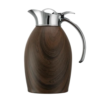 Service Ideas Carafe 1 Liter Stainless Steel With Dark Wood Wrap