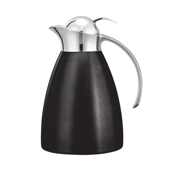 Service Ideas Carafe 1 Liter Brushed Finish With Push Button Lid Black Onyx PVD Finish