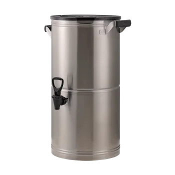 Service Ideas Round Tea Dispenser 5 Gallon Stainless Steel With BK2 Base