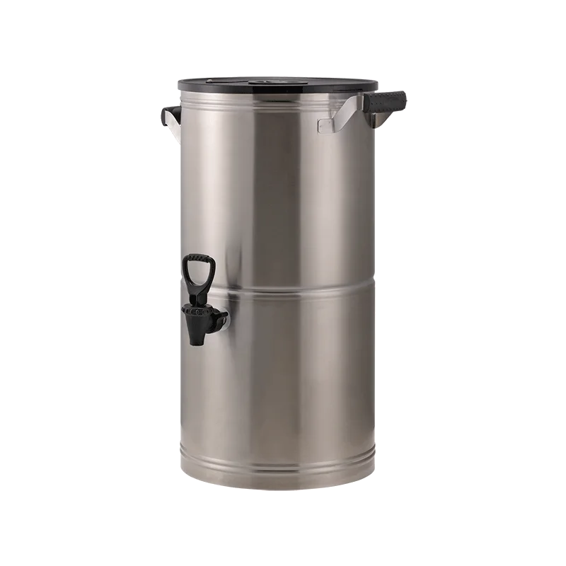 Service Ideas Round Tea Dispenser 5 Gallon Stainless Steel With BK2 Base