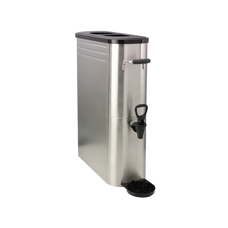 Service Ideas Slim Tea Dispenser 5 Gallon Stainless Steel With Black Base
