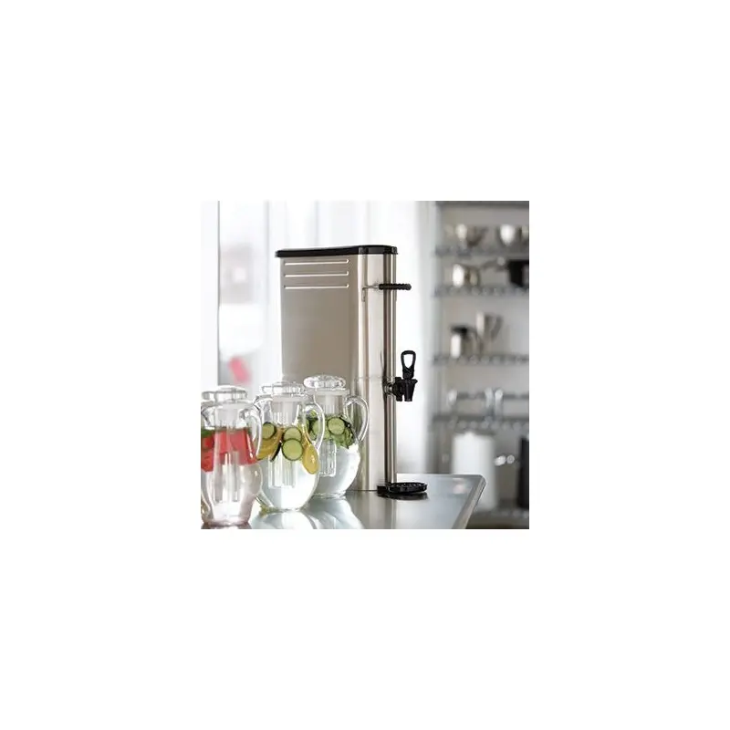 Service Ideas Slim Tea Dispenser 5 Gallon Stainless Steel With Black Base