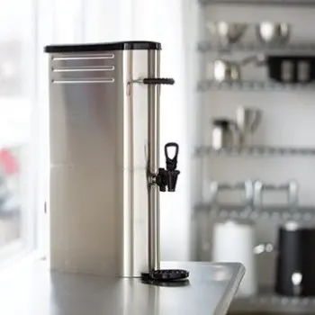 Service Ideas Slim Tea Dispenser 5 Gallon Stainless Steel With Black Base