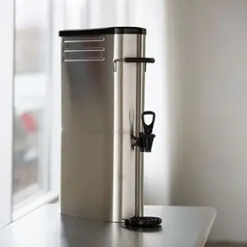 Service Ideas Slim Tea Dispenser 5 Gallon Stainless Steel With Black Base