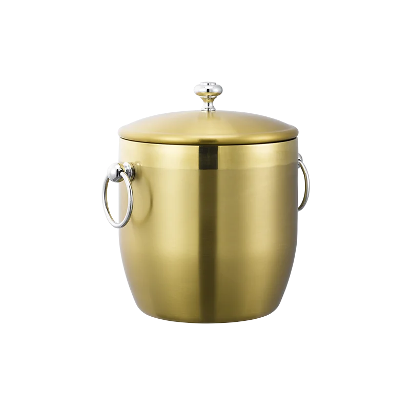 Service Ideas Ice Bucket 3 Liter Stainless Steel With Shiny Band Vintage Gold PVD Finish Service Ideas Ice Bucket 3 Liter Stainless Steel With Shiny Band Vintage Gold PVD Finish