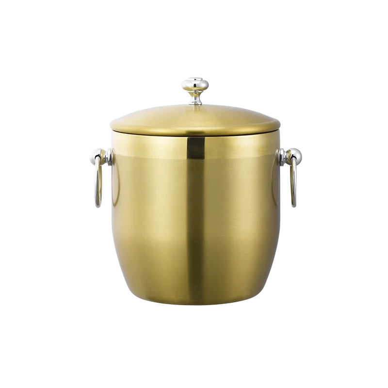 Service Ideas Ice Bucket 3 Liter Stainless Steel With Shiny Band Vintage Gold PVD Finish Service Ideas Ice Bucket 3 Liter Stainless Steel With Shiny Band Vintage Gold PVD Finish