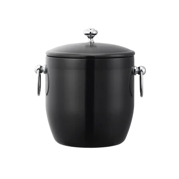 Service Ideas Ice Bucket 3 Liter Stainless Steel With Shiny Band Black Onyx PVD Finish