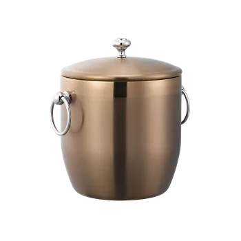Service Ideas Ice Bucket 3 Liter Stainless Steel With Shiny Band Rose Gold PVD Finish