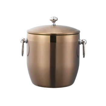 Service Ideas Ice Bucket 3 Liter Stainless Steel With Shiny Band Rose Gold PVD Finish