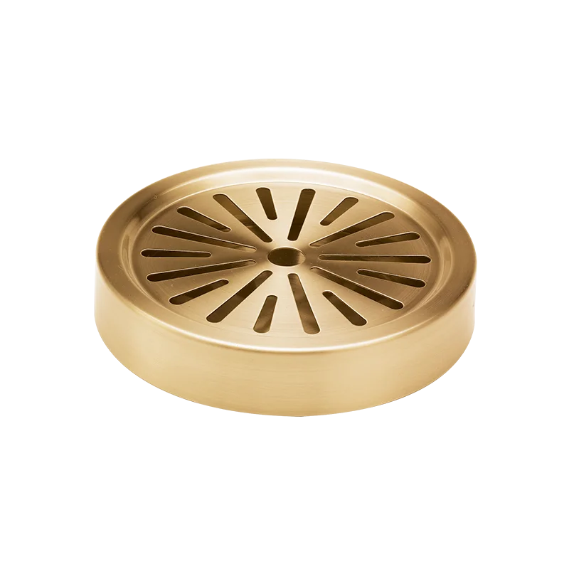 Service Ideas Drip Tray Round 6 Inch Brushed Vintage Gold Finish Service Ideas Drip Tray Round 6 Inch Brushed Vintage Gold Finish