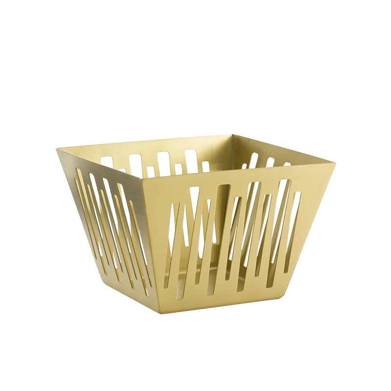 Service Ideas Six Inch Square Flare Basket Vintage Gold Finish