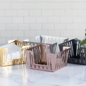 Service Ideas Napkin Holder Basket Rose Gold Finish