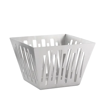 Service Ideas Square Flare Basket Brushed Stainless Steel