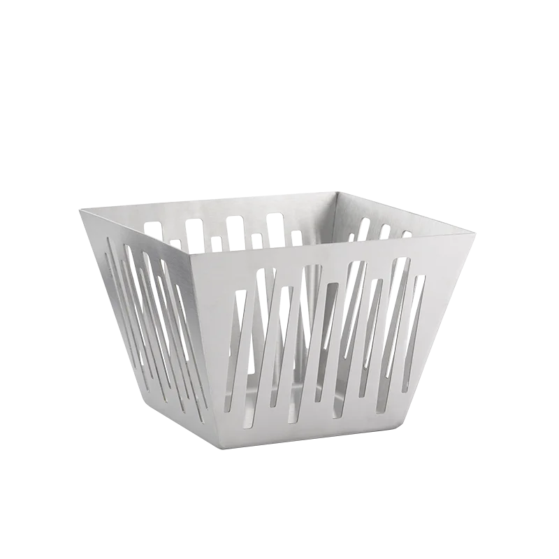 Service Ideas Square Flare Basket Brushed Stainless Steel