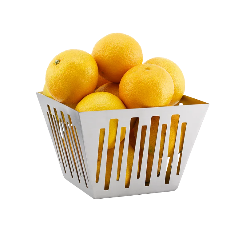 Service Ideas Square Flare Basket Brushed Stainless Steel