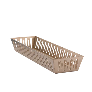 Service Ideas Long Rectangular Basket Rose Gold Finish