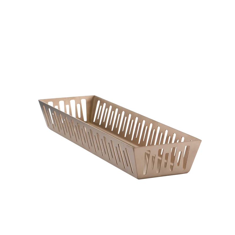 Service Ideas Long Rectangular Basket Rose Gold Finish